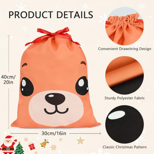 KzgtY Bear 2PCS Gift Bags with Drawstring, 16 x 12 Inch Reusable Present Sacks for Christmas,Brithday, Holidays,Parties & Gift Packaging - color: Bear