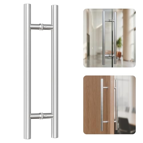 Ranbo 24" Door Pull Handle, 1.2mm 304 Stainless Steel, Brushed Nickel | 15-3/4" Hole Spacing, Fits 1/4"–3/4" Glass Doors and 1-3/8"–2-3/16" Wood Doors, for Shower, Barn and Storefront Door - size: 24 inches/1.26 inches Cross Section Diameter