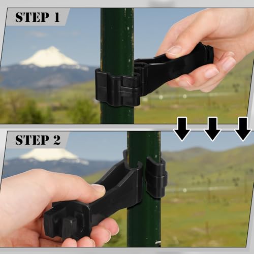 Outus 25pcs Reversed Extender Electric Fence TPost Insulators Snap, Black | Fit T Post Insulators, for Electric Fence Wire, Yard Agricultural Ranchers Farm - color: Black