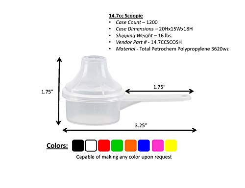 Measuring Scoop & Funnel - No Cap Open Spoons 5-Pack 15cc | Universal open design measuring spoon, Built-in funnel neck pour spout, Quick access cup for coffee powders and baking