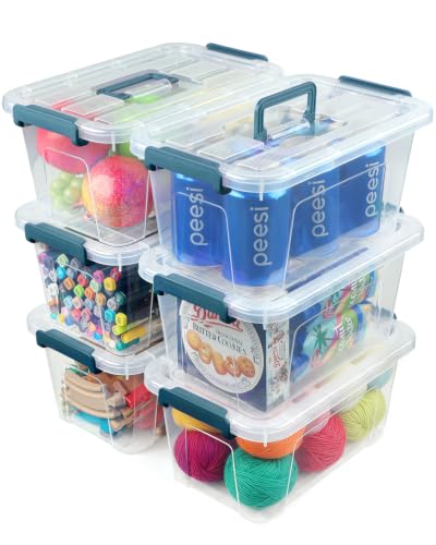 EOENVIVS Clear storage bins with lids 6 Pack, 7 Quart storage containers with lids, Stackable storage box Organizer for organizers and storage, Bedroom, Office, Classroom, Playroom & shoe boxes - color: Clear+Green