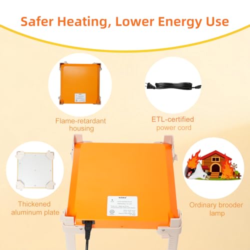 Chicken Coop Heater, Briidea Chick Brooder Heating Plate with 110–130℉ Constant Temperature for Chick Safety, Adjustable Height & Angle, Mother-Hen-Like Comfort, Indoor & Outdoor Use for 15 Chicks - color: Right-angle support