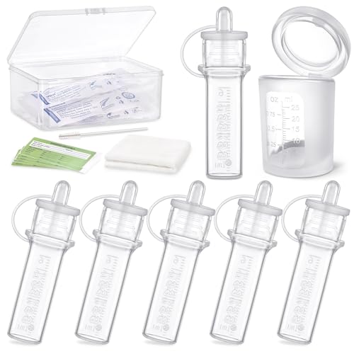 haakaa Silicone Colostrum Collector 6ml/6pcs & Lidded Cup 25ml Pack | World-first design, 3-in-1 Collector, Safe food-grade silicone-BPA Free, Ready-to-use pack,Replace disposable syringes - size: 6 Count (Pack of 1)-6ml + Feeding Cup