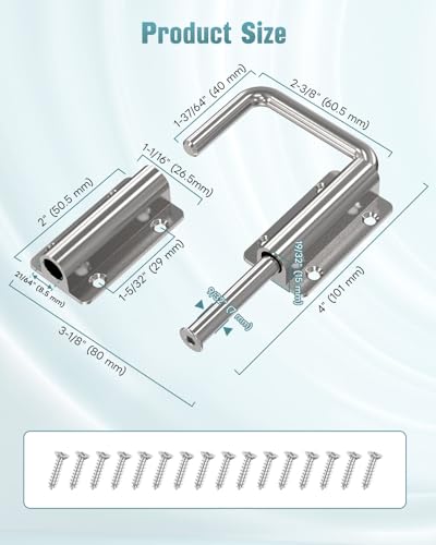 90/180 Degree U Patio Sliding Door Loop Lock Latch, Silver-2 PCS | Aluminum Alloy Security Bolt Lock , Multi-Angle Mounting for Barn, Garden, Fence Gate & Window - color: Silver-2 PCS