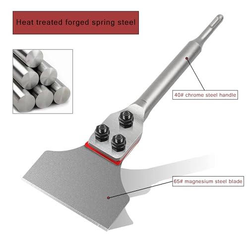 SDS Plus Floor Scraper 3 in. x 12 in. Wide Tile Flooring Adhesives Remover, Thinset Removal Tool Chisel Bit with Spare Blades for Rotary Hammer Drill - size: 3X12''