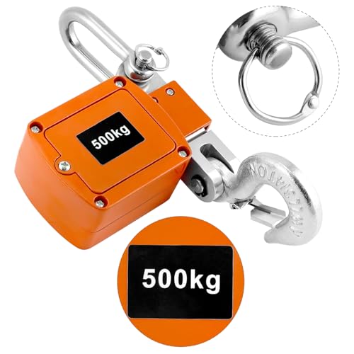 QWORK Heavy-Duty Digital Crane Scale - 2200lb/1000kg Capacity, Dual Unit Conversion, Accurate & Portable Industrial Hanging Scale for Farming, Hunting, Warehouse Use, Cast Aluminum, Orange