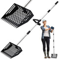 Linidcoud Chicken Poop Scooper, 10 Inch Metal Long Handle Chicken Coop Sand Pooper Scooper & Rake Adjustable Length, Durable Dog Pooper Scooper for Yard Farm Coop Accessories(Black) - color: Black
