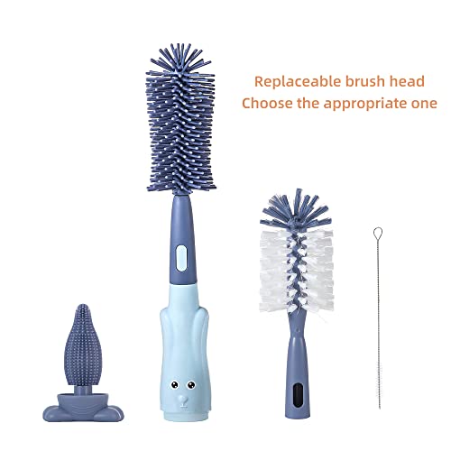 Silicone Baby Bottle Brush with Stand, Water Bottle Brush Cleaner Set | Cup Cleaning Brush, Multifunctional Cleaning Brush Set - color: Green 1