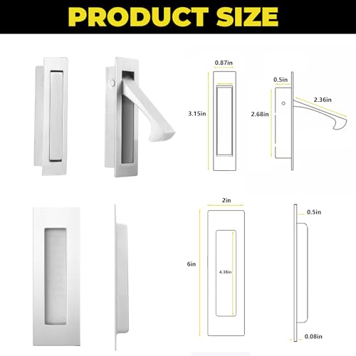 bealy Pocket Door Handles and Edge Pull Matte, 2 Set 6 Inch Pocket Door Hardware, Pocket Door Latch, Pocket Door Pull Recessed Finger Flush Pulls for Closet, Sliding, Barn Door (304 Stainless Steel) - color: Brushed Nickel, size: 2 Set（2 Recessed Pull Han