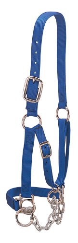 Weaver Livestock Heavy-Duty Restraint Nylon Cattle Halter, Adjustable, Modern Style Cow Calf Halter, Livestock Handling Equipment for Showing, Black - color: Blue