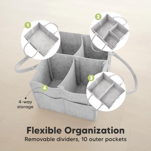 Keababies Baby Hair Brush and Baby Diaper Caddy Organizer - Brush with Soft Goat Bristles - Large Nursery Organizer, Cradle Cap Brush, Car Storage Organizer