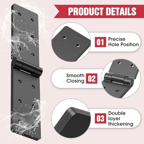 Heavy Duty Gate Hinges – 270° Fold-Flat, Rust-Proof Black Iron (2PC) | Heavy duty gate hinges with 270° flat-fold for tight spaces; outdoor hinges for wood gates, sheds, and garage doors