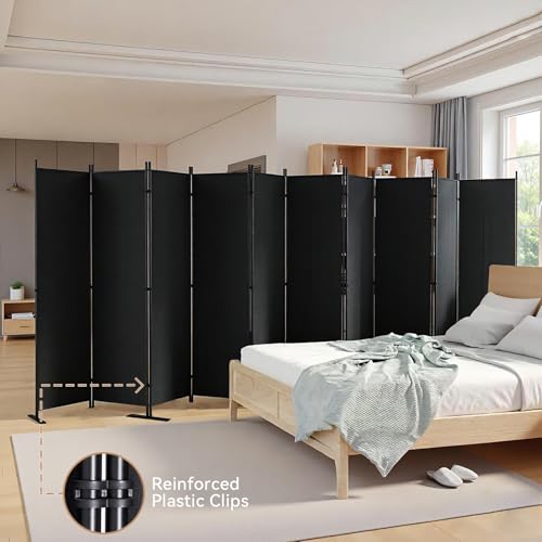 C-Hopetree 10 Panels Room Divider, 6 Ft Tall Indoor Folding Privacy Screen, Portable Partition Separator, Freestanding Separation Temporary Wall for Office, Bedroom, 197" W X 71" H, Black - size: 10-Panel