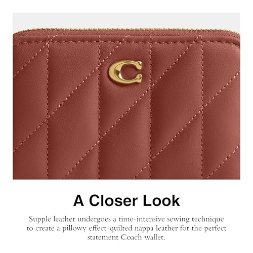 Coach Quilted Pillow Leather Essential Small Zip Around Card Case - color: B4/Dark Peach, size: One Size