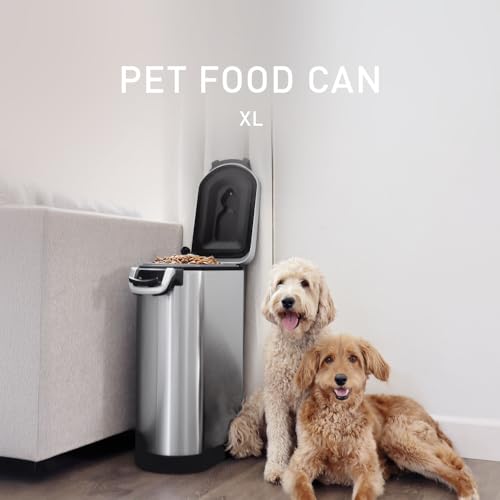 simplehuman 35 Liter, 40 lb / 18.1 kg X-Large Pet Food Storage Container for Dog Food, Cat Food, and Bird Feed, Brushed Stainless Steel - color: Brushed Stainless Steel, size: X-Large