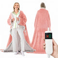Wearable Heated Blanket With Sleeves & Foot Pocket, Heated Throw Blankets Fast Heating Blanket With 10 Heat Settings Auto Shut Off Over-Heat Protection-Warm Gift, Machine Washable, 52”*72”+18” - color: Pink