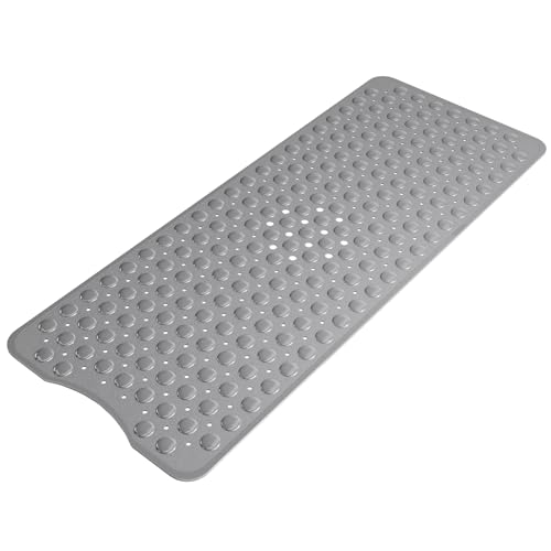 AmazerBath Shower Mat Non Slip 40 x 16 Inches, Shower Stall Mats with Suction Cups and Drain Holes, Non Slip Bath Mat for Tub for Elderly & Kids, Grey - color: Gray, size: 40" x 16" (Rectangular)