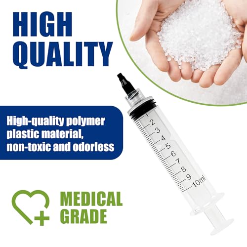 60 Pack 10ml Luer Lock Syringe without Needle - 10cc Plastic Syringes for Liquid, Individually Sterile Sealed with Cap, for Colostrum Collection, Oral, Pet Feeding, Glue, Oils - size: 10ML