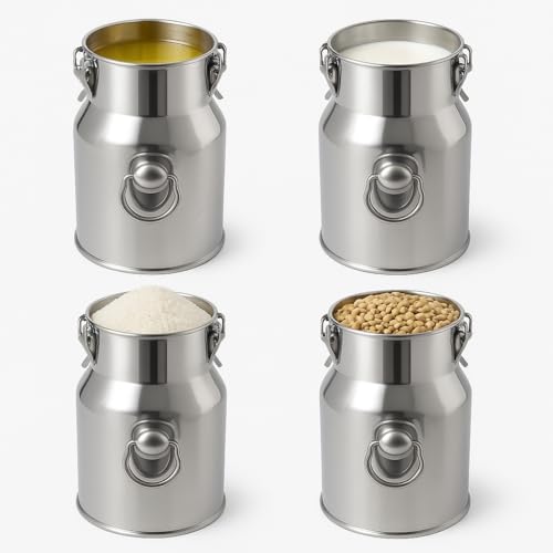 Stainless Steel Jug with Lid, 2.64 Gallon Metal Container, Large Capacity Food-Grade Milking Pail for Goats, Cows or Home Use - size: 2.64Gallon