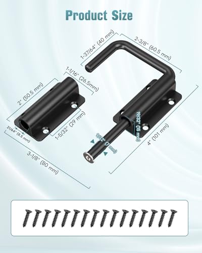 90/180 Degree U Patio Sliding Door Loop Lock Latch, Black | Aluminum Alloy Security Bolt Lock , Multi-Angle Mounting for Barn, Garden, Fence Gate & Window - color: Black-1 PC