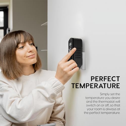 EconoHome Digital Plug in Thermostat - Programmable Thermostat with LCD Screen, Temperature Control & Power Buttons - Compatible with Wall Mount & Portable Heater, Air Cooler, Greenhouse Fans - color: Black, size: Digital Control