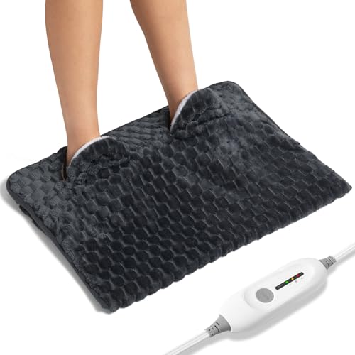 Electric Heated Foot Warmer Soft Flannel Foot Heater with 2h Auto Off & 3 Heat Levels Full Body Use Heating Pad for Feet, Abdomen, Cramps, Pain Relief Pocket Design 16" x 22" Dark Grey - color: Light Grey