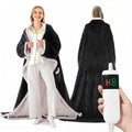 Wearable Heated Blanket With Sleeves & Foot Pocket, Heated Throw Blankets Fast Heating Blanket With 10 Heat Settings Auto Shut Off Over-Heat Protection-Warm Gift, Machine Washable, 52”*72”+18” - color: Black