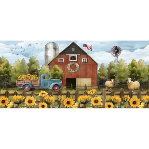 Briarwood Lane Summer Sunflower Barn Mini Mat 22x10 Indoor Outdoor for Summer Doormat