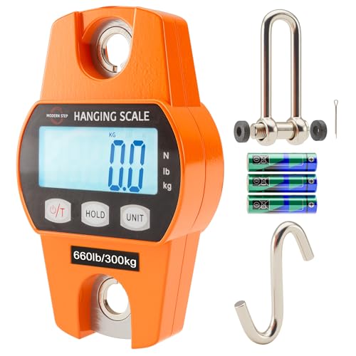 Digital Hanging Scale 660 LB 300 KG - Professional Heavy Duty Waterproof Fish Scale - Portable Durable Crane Scale for Luggage Weight Suitcase Hunting Farm Bike Bow Fish Weight Fishing Scale - color: Orange, size: Standard