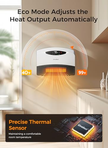 GiveBest 1500W Electric Wall Heater with WiFi & Remote Control | Wall-Mounted, Large Room Coverage, 3 Heating Modes, Fast Heating, Thermostat, 24 H Timer, Works with Alexa for Indoor Use - color: White