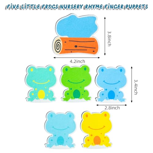 5 Little Speckled Frogs & Pond Finger Puppets Set, 6PCS Felt Nursery Rhyme Finger Puppets Toy for Toddlers, Interactive Parent-Child Play, Preschool Classroom Activities, Storytelling & Bedtime Songs - style: 5 Little Speckled Frogs