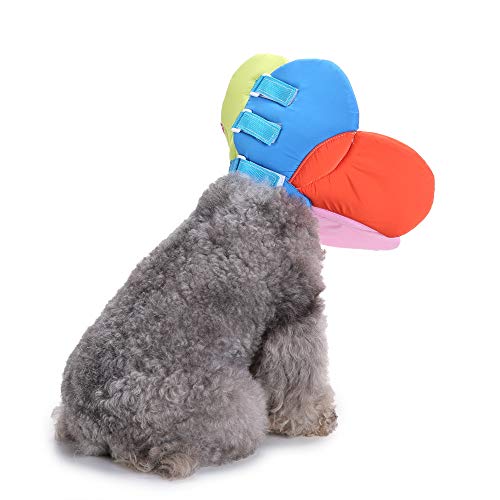 Dog Collar, Pet Cone E-Collar Flower Soft Elizabethan Waterproof Grooming Recovery Protecive Adjustable Collar for Puppy Small Medium Dogs (M Neck:11-13in, Rainbow) - color: Rainbow, size: M Neck:11-13in