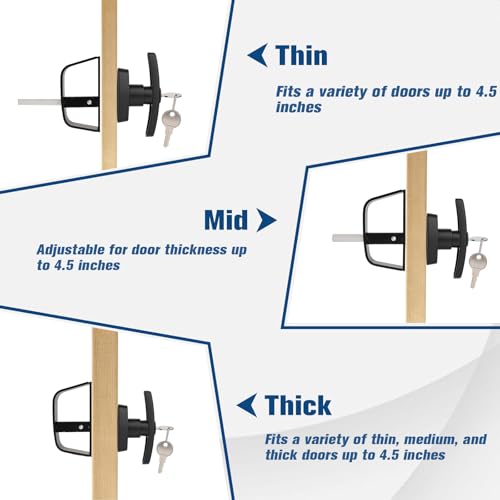 4½" Shed Door Latch, Barn Door Latch, T-Handle Lock Kit with 2Keys, Stem Storage Barn Shed DoorHardware Lock Set for Playhouses, Storage Barn, Chicken Coops, Camper, Carbon Steel