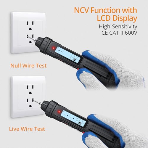 Neoteck 4000 Counts 2 in 1 Pen Type Digital Multimeter Voltage Tester | Intelligent TRMS Multimeter Non-Contact Voltmeter for AC/DC Voltage Resistance Continuity Capacitance Diode Live Wire-Black - color: Black, size: 4000 Counts