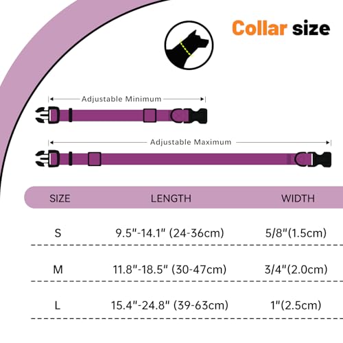 Waterproof Dog Collar, Easy to Clean Rubber Dog Collars with Quick Release Buckle Fits Small Medium or Large Dogs (Purple, M < 11.8-18.5 inch) - color: Purple, size: M (11.8-18.5 inch)