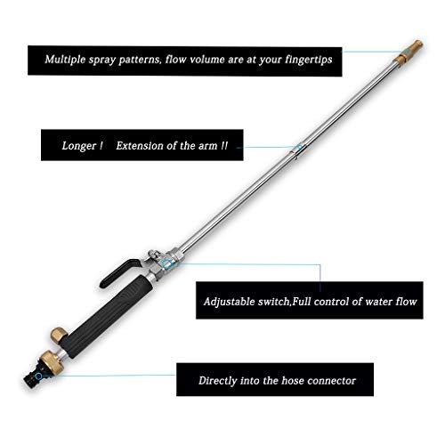 Hydro Jet High Pressure Power Washer-high pressure cleaning tool Extra Long Extendable Wand,Flexible Water Hose Universal Nozzle,Gutter Patio Car Pet Window Cleaning tool black - color: Black