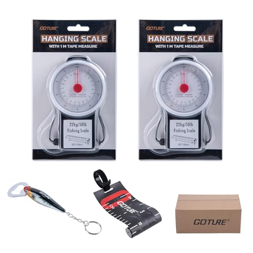 Goture Fishing Hanging Scale + Ruler + Bottle Opener, Mechanical Kitchen and Fish Fishing Scale, Multi-Purpose Portable Hand Held Dial Weight Scale with Tape Measure (50 Lbs / 22Kg) - color: Fishing Scale + Ruler + Bottle Opener