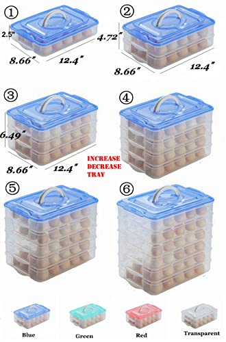 Egg Storage Container for Refrigerator, 3-Layer Deviled Egg Tray, Stackable Fridge Egg Organizer with Lid and Handle, Extra Large Holder, 60 Count Eggs Keeper(blue 3 layer) | 3-Layer, 60 eggs, Stackable Storage Holder with Handle for Refrigerator for Camp
