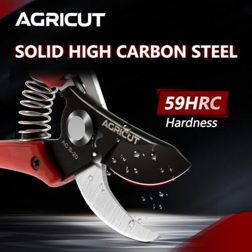 AGRICUT 7" Pruning Shears Heavy Duty Professional, Made of Japanese SK5 Steel Blades, 4/5 Cut Capacity, Bypass Hand Pruners Garden Clippers for Tree Flower Branch Trimming, S20 - style: Nylon Handle, High Carbon Steel