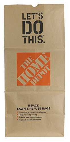 The Home Depot 49022 Heavy Duty Brown Paper Lawn and Refuse Bags for Home and Garden, 30 gal (Pack of 5) - size: 5 Count (Pack of 1)