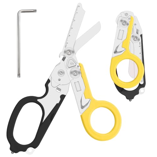 6-in-1 Heavy-Duty Emergency trauma shears (Black Yellow) - color: Black Yellow
