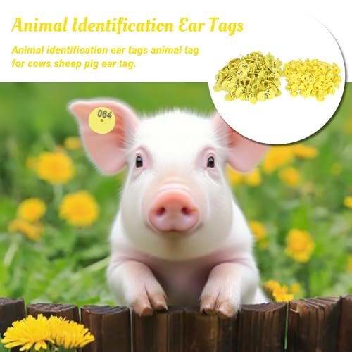 100pcs Cattle Ear Tags, Round 001-100 Number Plastic Livestock Ear Tag Animal Identification Ear Tags Animal Tag for Cows Sheep Pig Ear Tag