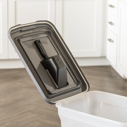 IRIS USA Dog Food Storage Container, Up to 40 lbs, Dark Gray, Made in USA | Includes 2-Cup Scoop & Wheels, Airtight Seal, BPA-Free, Bird Seed, Cat food, Cat Litter, Treats, Keeps Kibble Fresh - color: Dark Gray, size: 40 lbs