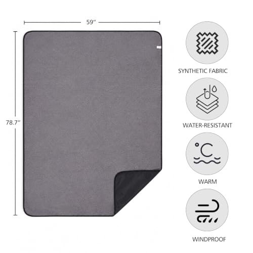 REDCAMP 79"x59"Large Outdoor Camping Blanket Sherpa Fleece Lining, Black | Cold Weather Warm Thick Outdoor Blanket Comfy Foldable & Windproof for Camping Stadium,Car,Picnics,Pet,Trip,Machine Washable - color: 59"x 79" Matte Black