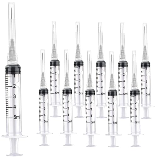 100 Pack 5ml Plastic Syringe with 22 Ga Needle Lab Supplies, Individually Sealed Packed - style: 100 pack - 5ml 22 gauge