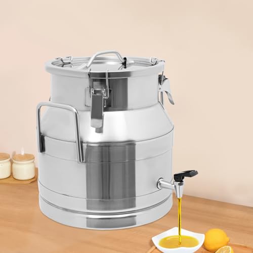 Stainless Steel Milk Can, 20 Liter Seamless Milk Jug Wine Pail Bucket with Spigot 5.28 Gallon Anti-Leak Liquid Storage Container Milk Pail with Sealed Lid Heavy Duty (20L with Spigot) - size: 20L with Spigot