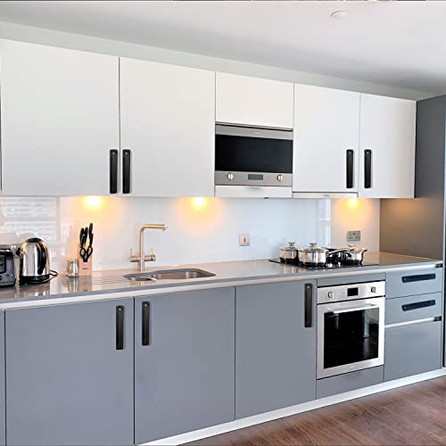 12 Pack 5 Inch 128 mm Matte Black Square Cabinet Handles with Base Plate Aluminum Cabinet Pulls Drawer Pulls Sliding Door Pulls Black Cabinet Handles - color: SquareBlack, size: 5 Inch