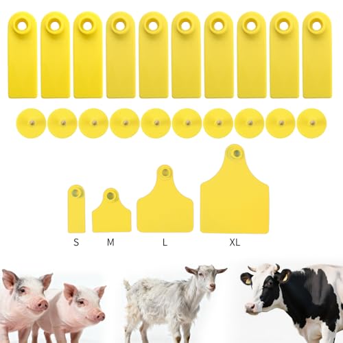 50pcs Farm Animal Ear Tags Numbered 001-050 Livestock Identification for Cattle Cows Hogs Pigs Sheep Goats (50, Small-Yellow) - color: Small-yellow