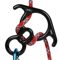 50KN Rescue Figure, 8 Descender Large Bent-Ear Belaying and Rappelling Gear Belay Device Climbing for Rock Climbing Peak Rescue 7075 Aluminum Alloy - color: Black