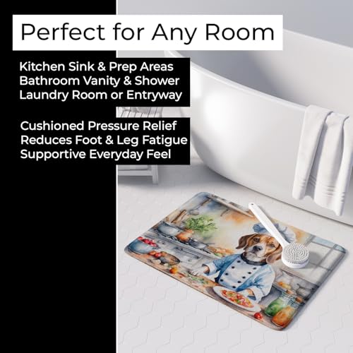 Caroline's Treasures Beagle The Chef Memory Foam Kitchen Mat Machine Washable Anti-Fatigue Mat Cushion Comfort Bath Mat or Kitchen Rug - color: Beagle 6197